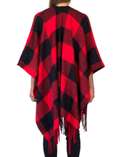Load image into Gallery viewer, Buffalo Plaid Poncho - Red