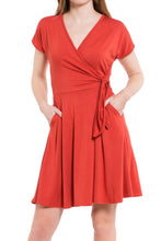 Load image into Gallery viewer, Surplice Wrap Dress - Brick Red