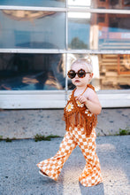 Load image into Gallery viewer, Little Girl&#39;s Bell Bottoms - Tan Checkerboard
