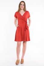 Load image into Gallery viewer, Surplice Wrap Dress - Brick Red