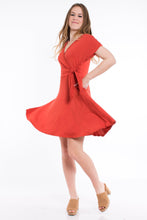 Load image into Gallery viewer, Surplice Wrap Dress - Brick Red