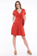 Load image into Gallery viewer, Surplice Wrap Dress - Brick Red