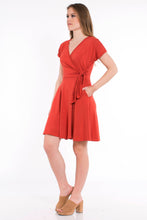 Load image into Gallery viewer, Surplice Wrap Dress - Brick Red