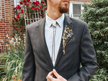 Load image into Gallery viewer, Gemstone Bolo Tie - Howlite (Silver or Gold)