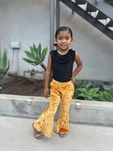 Load image into Gallery viewer, Girl's Velvet Bell Bottoms - Gold