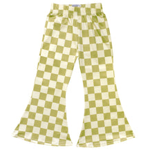 Load image into Gallery viewer, Girl's Bell Bottoms - Green Checkerboard