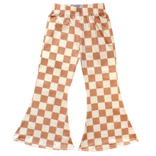 Load image into Gallery viewer, Girl's Bell Bottoms - Tan Checkerboard