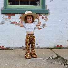 Load image into Gallery viewer, Girl's Bell Bottoms - Olive Floral