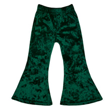 Load image into Gallery viewer, Girl's Velvet Bell Bottoms - Emerald Green