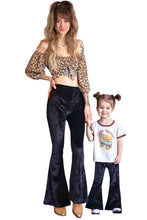 Load image into Gallery viewer, Girl's Velvet Bell Bottoms - Black
