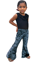 Load image into Gallery viewer, Girl's Velvet Bell Bottoms - Indigo