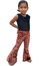 Load image into Gallery viewer, Girl's Velvet Bell Bottoms - Dusty Rose