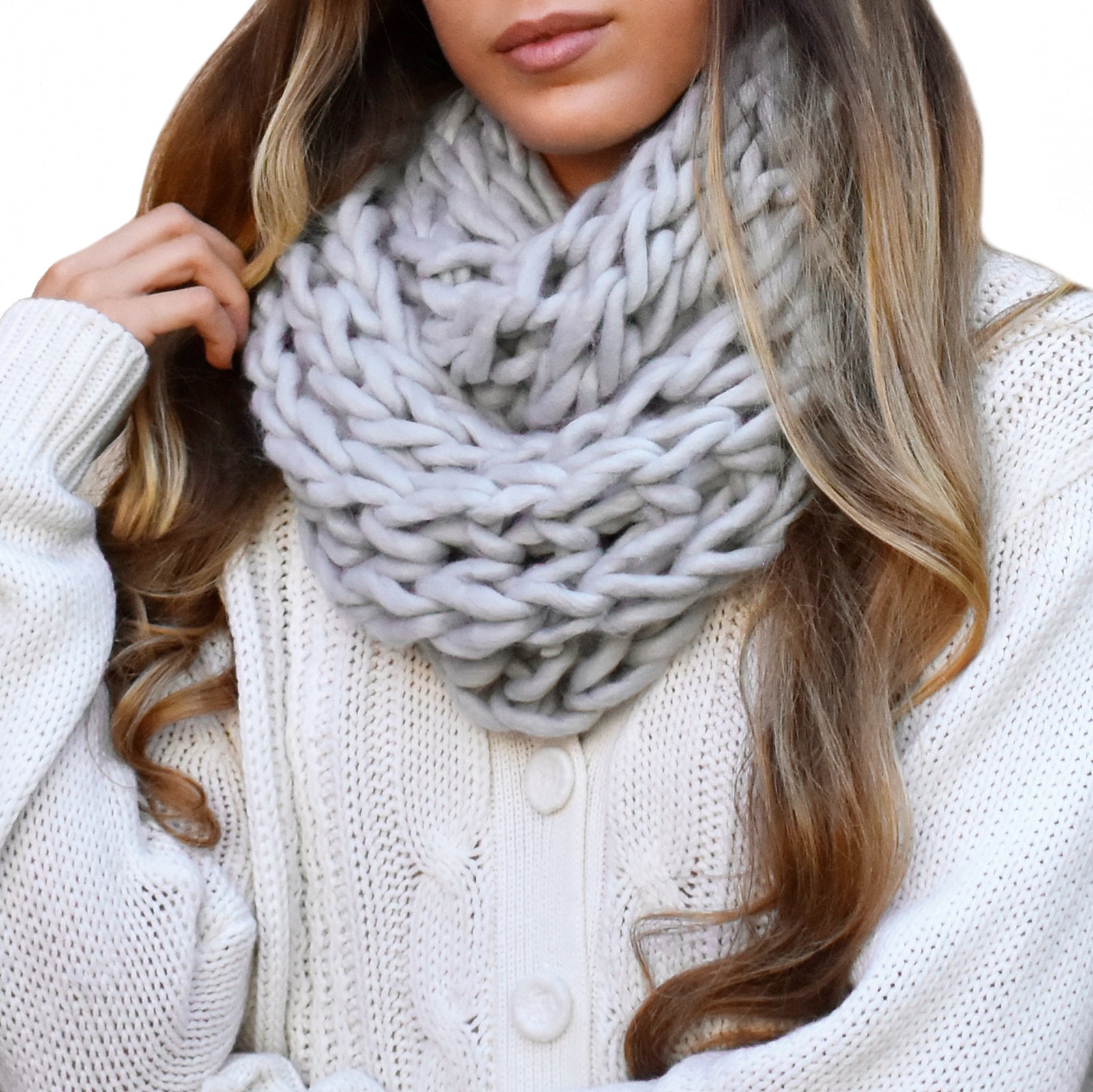 chunky cable knit scarf