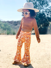 Load image into Gallery viewer, Girl's Bell Bottoms - Gold Floral