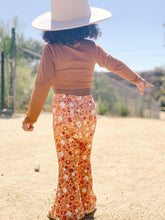 Load image into Gallery viewer, Girl's Bell Bottoms - Gold Floral