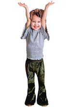 Load image into Gallery viewer, Girl's Velvet Bell Bottoms - Olive Green