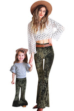 Load image into Gallery viewer, Girl's Velvet Bell Bottoms - Olive Green