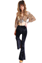 Load image into Gallery viewer, Velvet Bell Bottoms - Black