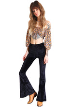 Load image into Gallery viewer, Velvet Bell Bottoms - Black