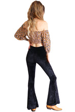 Load image into Gallery viewer, Velvet Bell Bottoms - Black