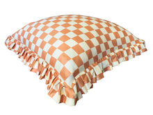 Load image into Gallery viewer, Ruffle Pillow Cover Set - Tan Checkerboard
