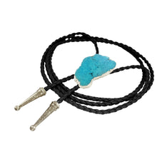 Load image into Gallery viewer, Gemstone Bolo Tie - Blue Turquoise (Silver)
