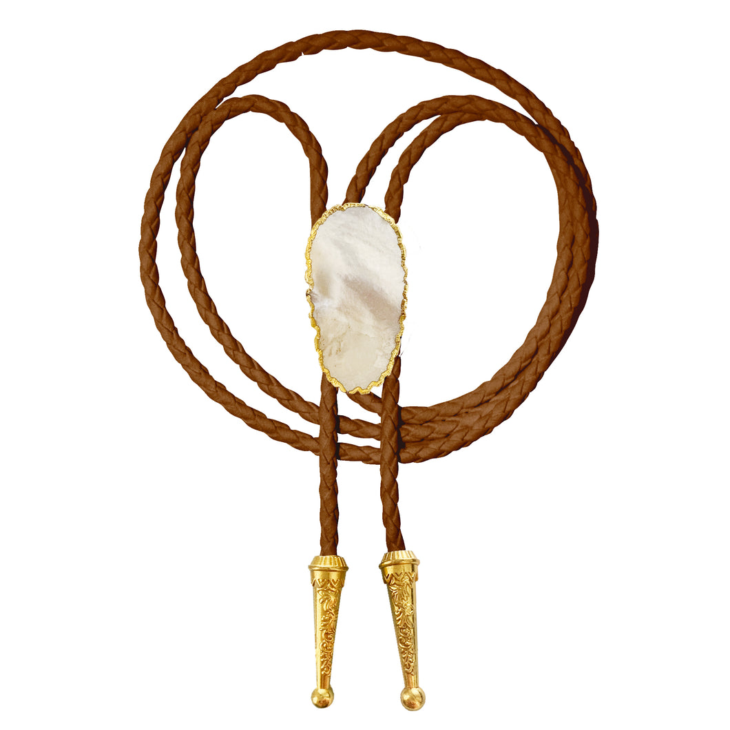 Gemstone Bolo Tie - Mother of Pearl