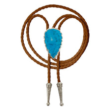 Load image into Gallery viewer, Gemstone Bolo Tie - Blue Turquoise (Silver)
