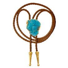 Load image into Gallery viewer, Gemstone Bolo Tie - Blue Turquoise (Gold)
