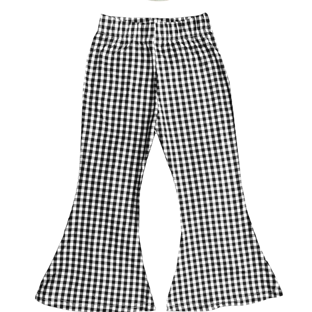Girl's Bell Bottoms - Black Gingham