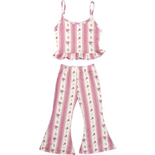 Load image into Gallery viewer, Girl&#39;s Ruffle Tank &amp; Bells Set - Pink Coquette
