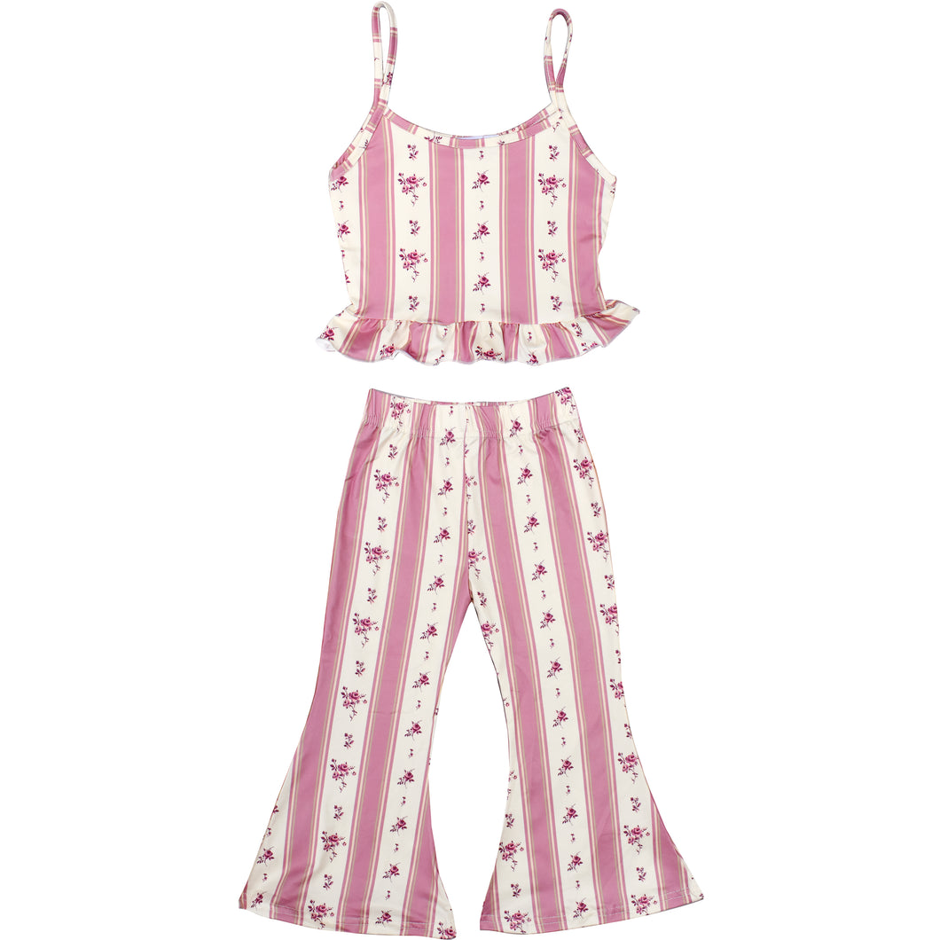 Girl's Ruffle Tank & Bells Set - Pink Coquette