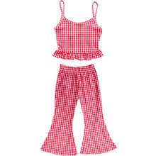 Load image into Gallery viewer, Girl&#39;s Ruffle Tank &amp; Bells Set - Red Gingham
