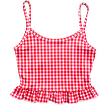 Load image into Gallery viewer, Girl&#39;s Ruffle Tank &amp; Bells Set - Red Gingham

