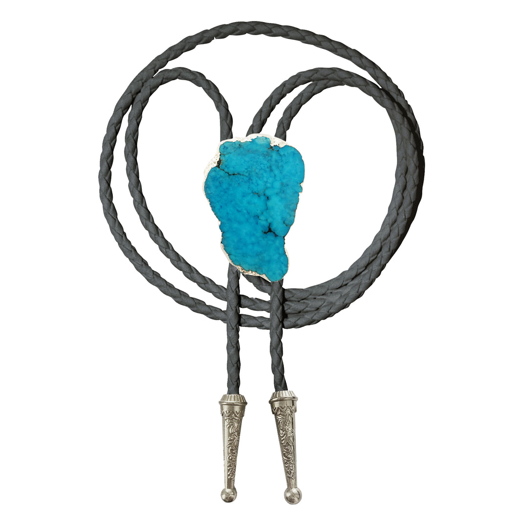 Gemstone Bolo Tie - Blue Turquoise (Silver)