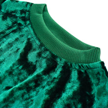 Load image into Gallery viewer, Girl&#39;s Velvet Crewneck Top - Emerald Green
