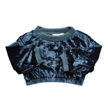 Load image into Gallery viewer, Girl&#39;s Velvet Crewneck Top - Indigo
