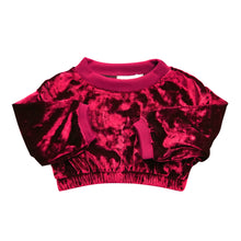 Load image into Gallery viewer, Girl&#39;s Velvet Crewneck Top - Red
