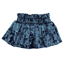 Load image into Gallery viewer, Girl&#39;s Velvet Paper Bag Skirt - Indigo
