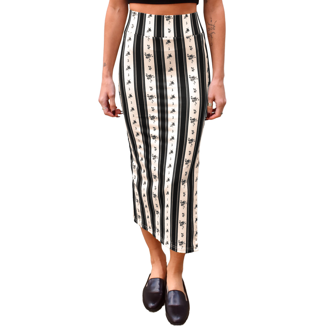 Fitted Midi Skirt - Black Coquette