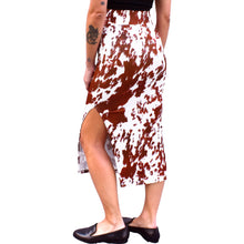 Load image into Gallery viewer, Fitted Midi Skirt - Cow
