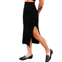 Load image into Gallery viewer, Fitted Midi Skirt - Solid Black
