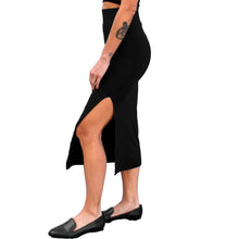 Load image into Gallery viewer, Fitted Midi Skirt - Solid Black
