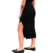 Load image into Gallery viewer, Fitted Midi Skirt - Solid Black
