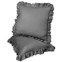 Load image into Gallery viewer, Ruffle Pillow Cover Set - Black Gingham
