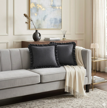 Load image into Gallery viewer, Ruffle Pillow Cover Set - Heather Grey
