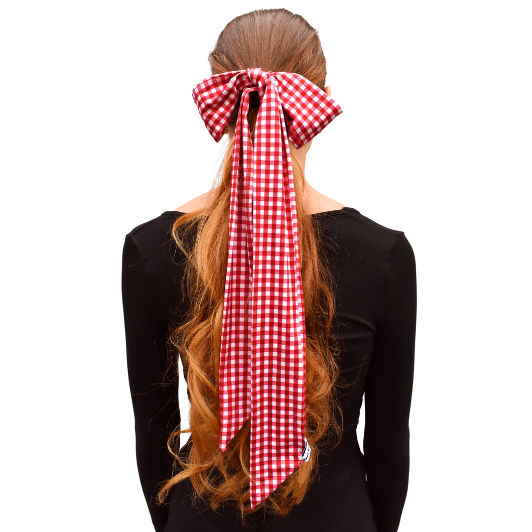Skinny Scarf/Headband - Red Gingham