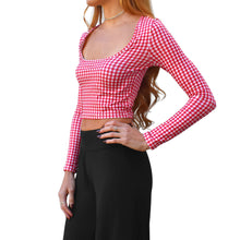 Load image into Gallery viewer, Square-Neck Top - Red Gingham
