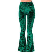 Load image into Gallery viewer, Velvet Bell Bottoms - Dark Green
