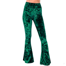 Load image into Gallery viewer, Velvet Bell Bottoms - Dark Green
